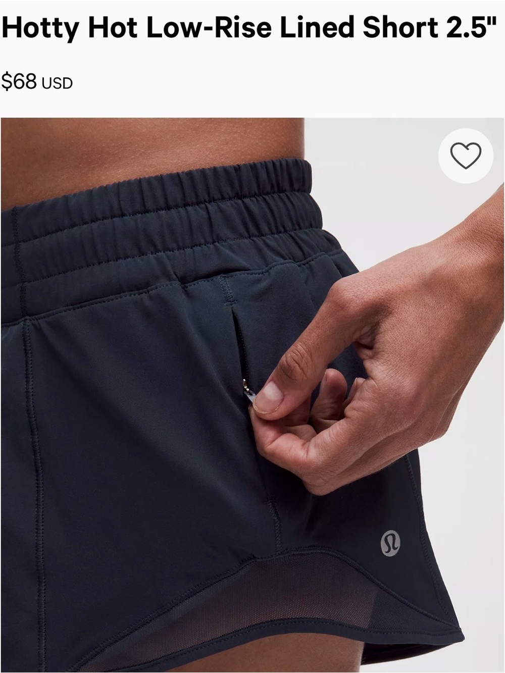 lululemon | Low-Rise Lined Shorts 2.5 — Navy Blue  | size 6 TALL